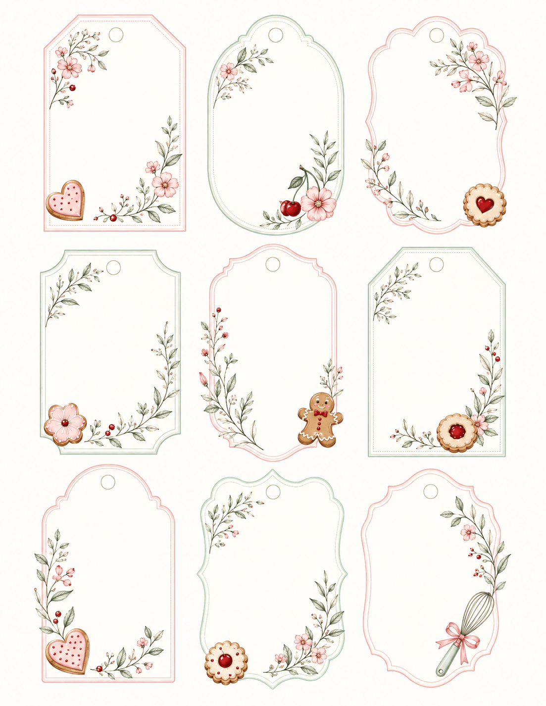 Floral wreath tags printable