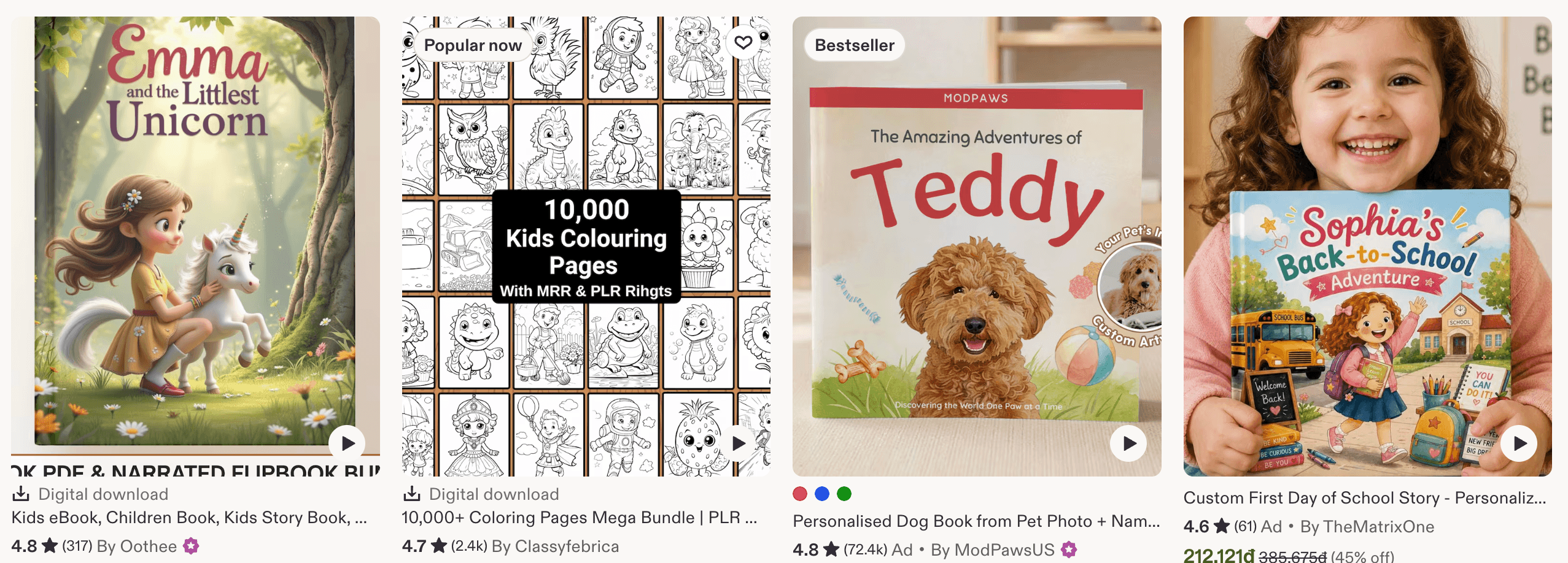 Etsy bestselling kids storybooks, coloring pages and illustration kits with thousands of reviews