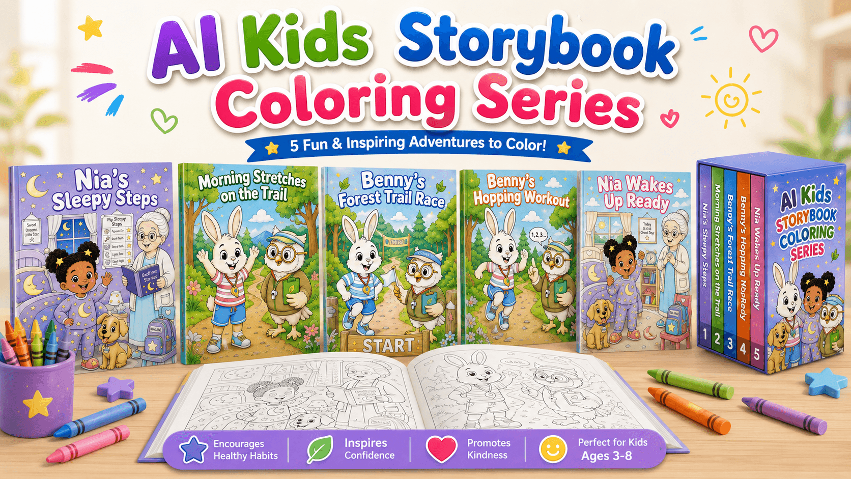 AI Kids Coloring Storybook Series display