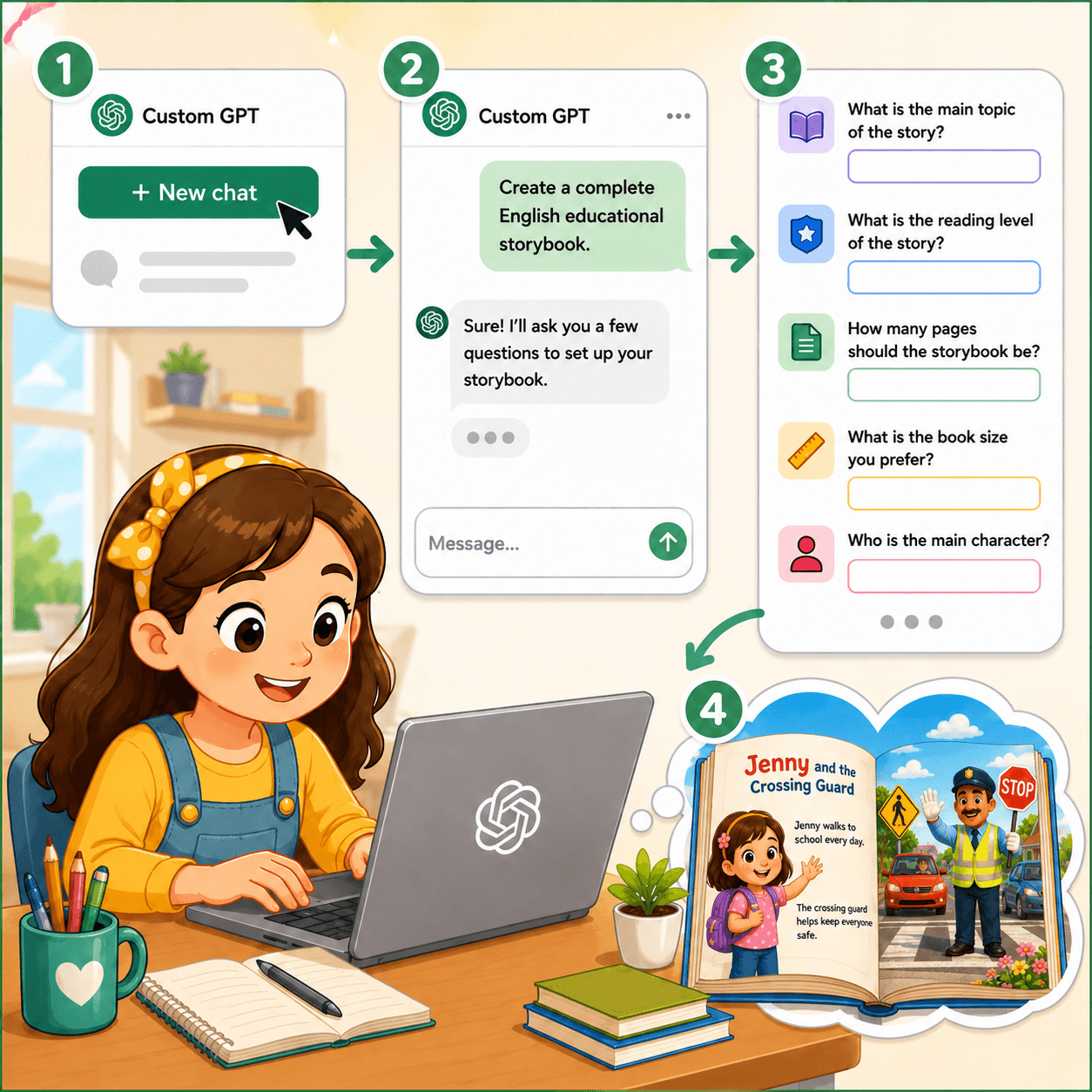 Open the Custom GPT and answer its setup questions