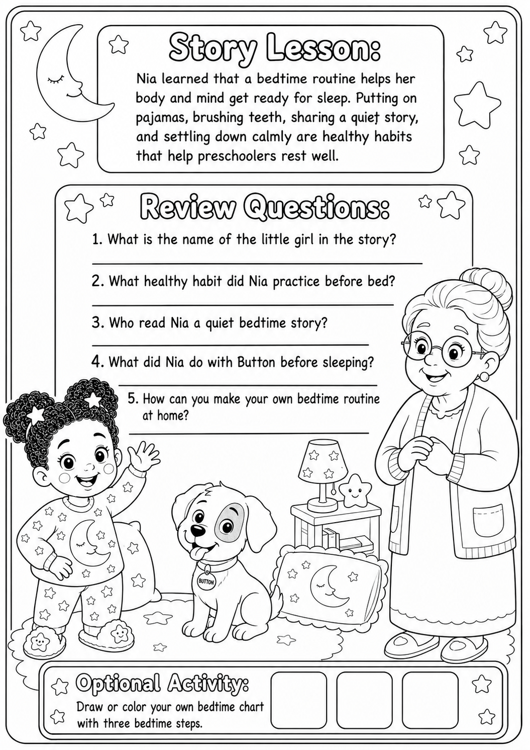 Coloring storybook sample page