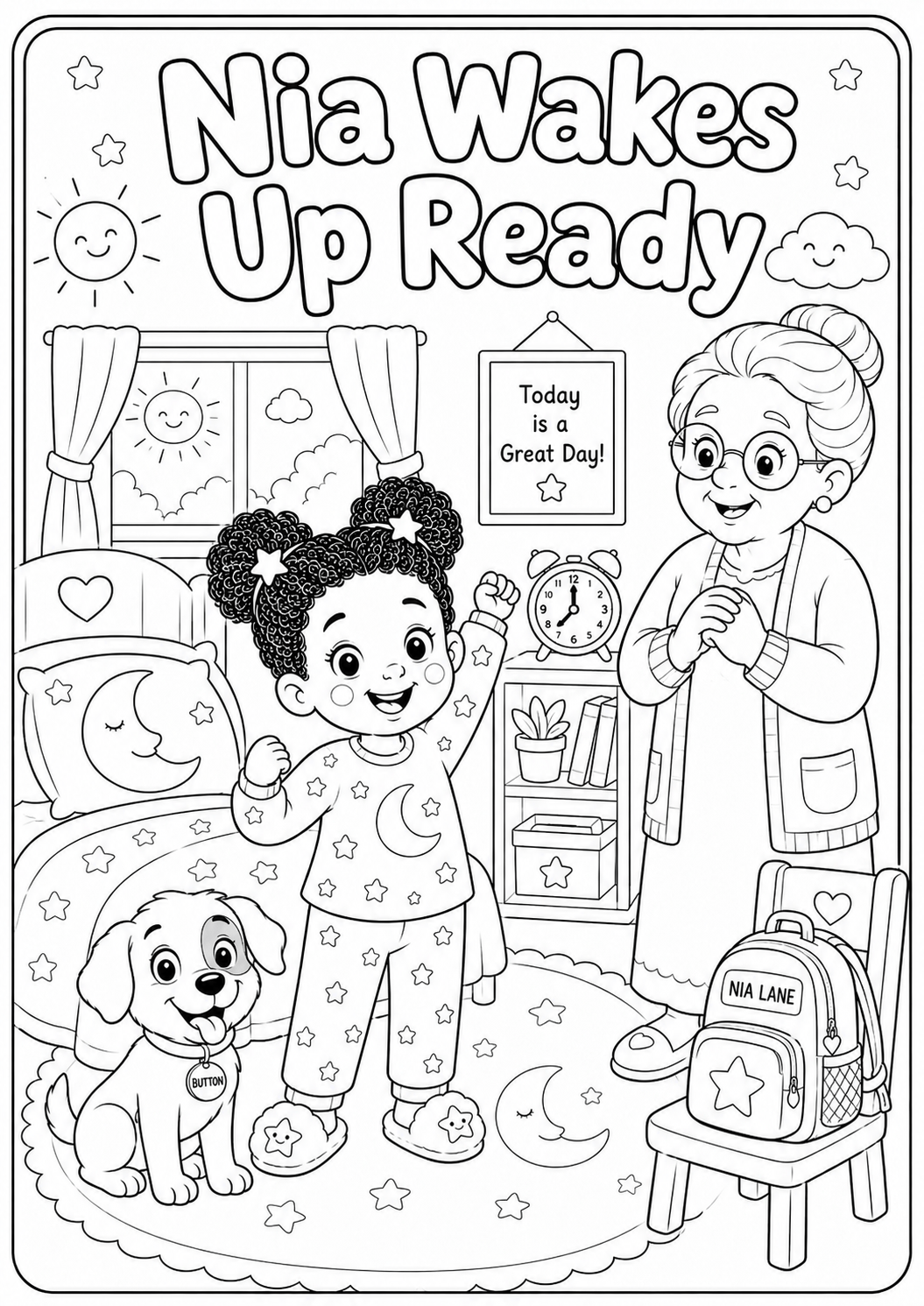 Coloring storybook sample page