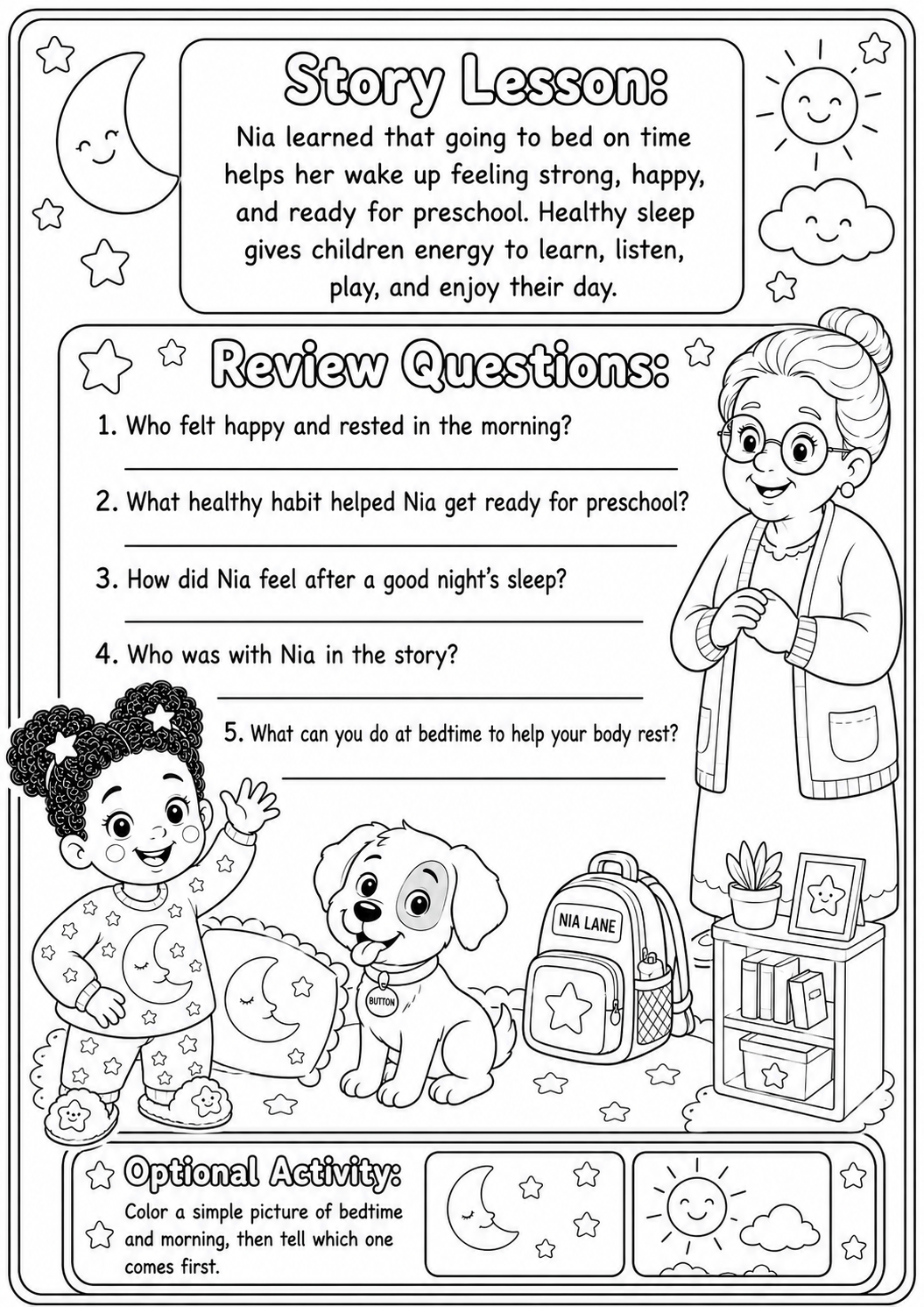 Coloring storybook sample page
