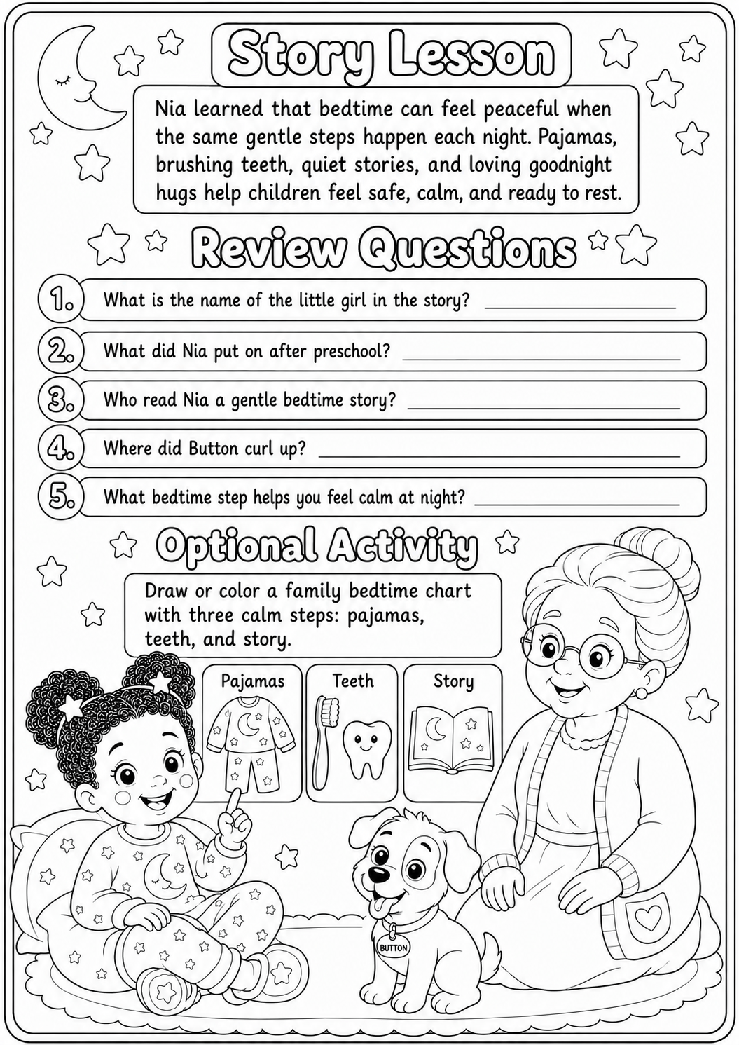 Coloring storybook sample page