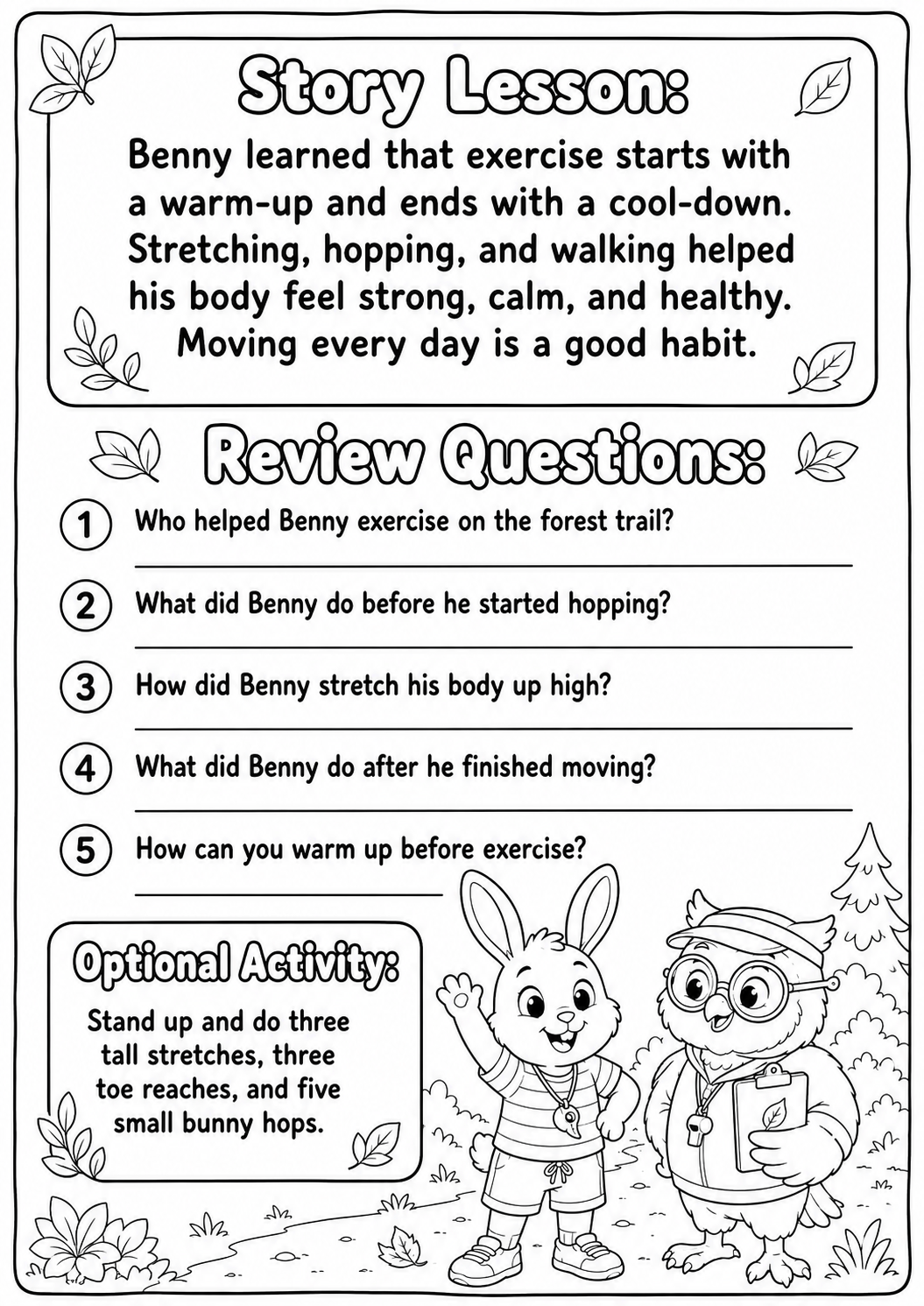 Coloring storybook sample page