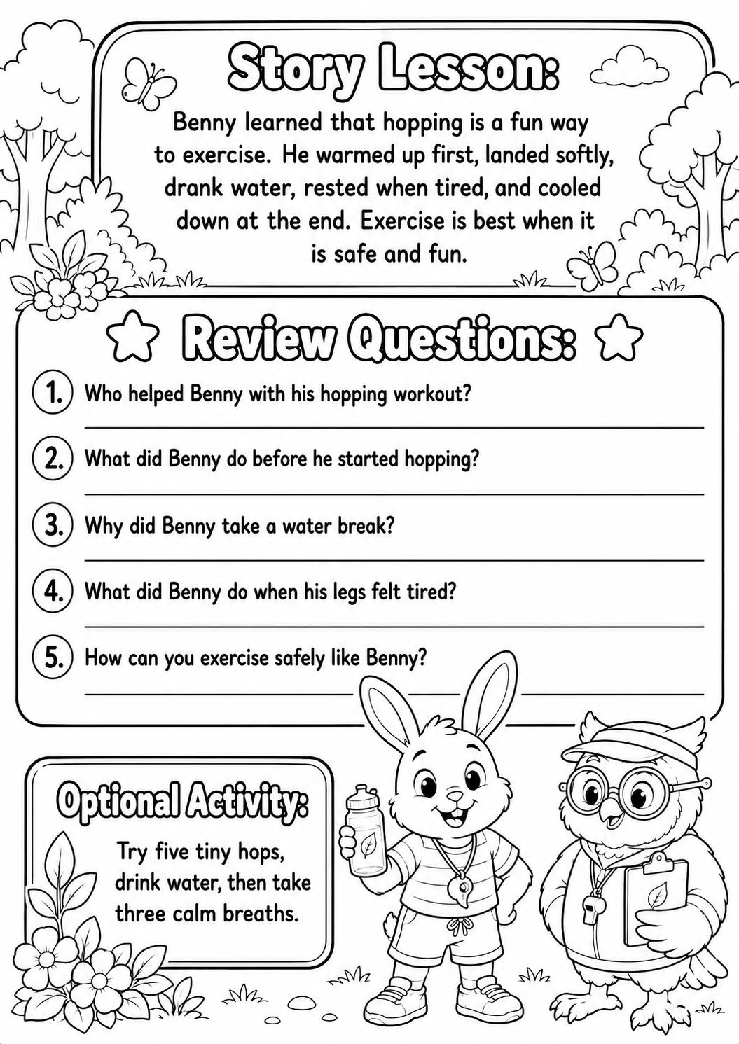 Coloring storybook sample page