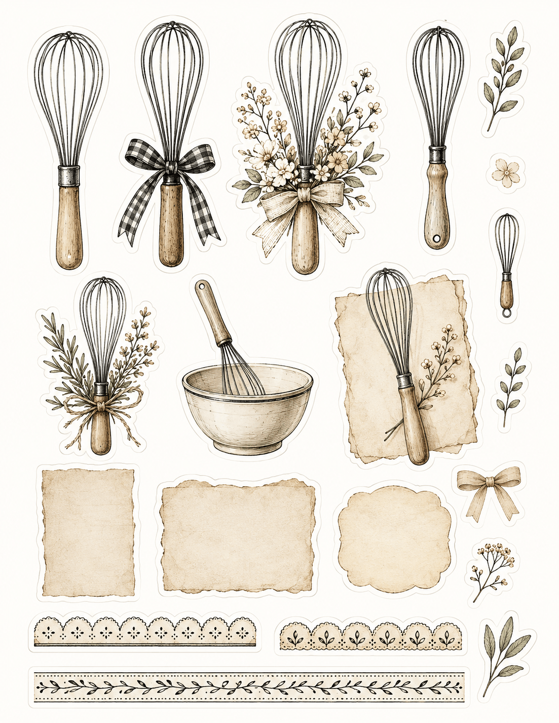 Pink Floral Kitchen Ephemera Printable