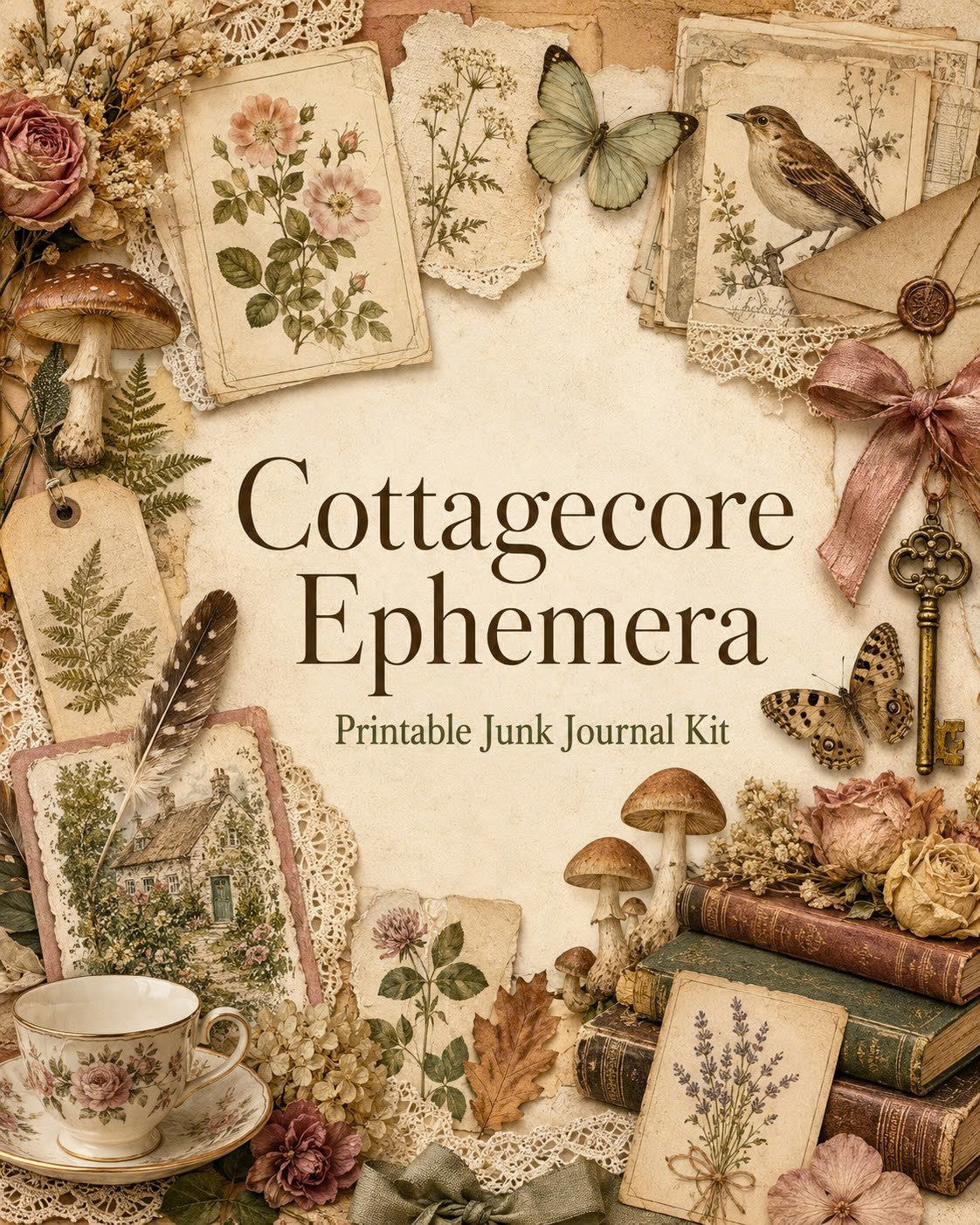 Cottagecore Ephemera Printable Junk Journal Kit