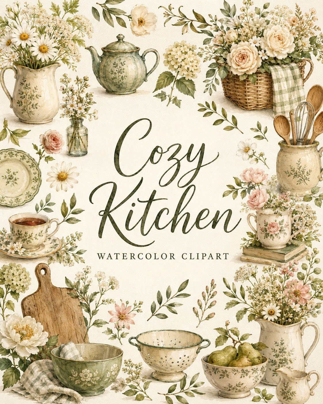 Cozy Kitchen Watercolor Clipart