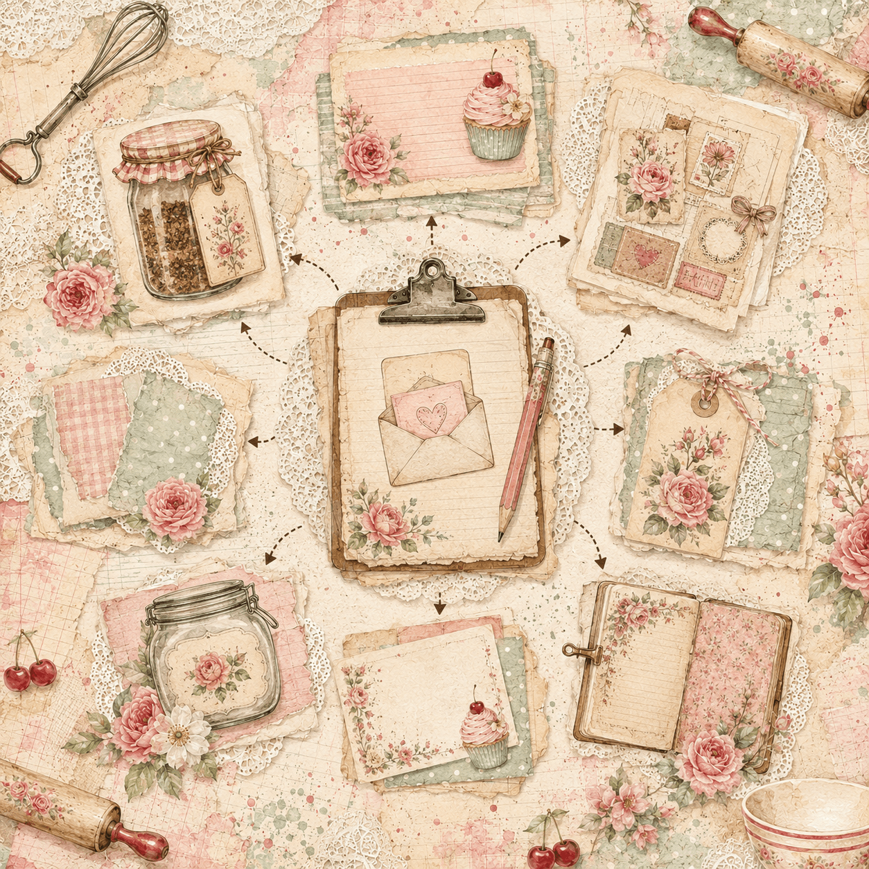 Vintage cozy kitchen scrapbook printable