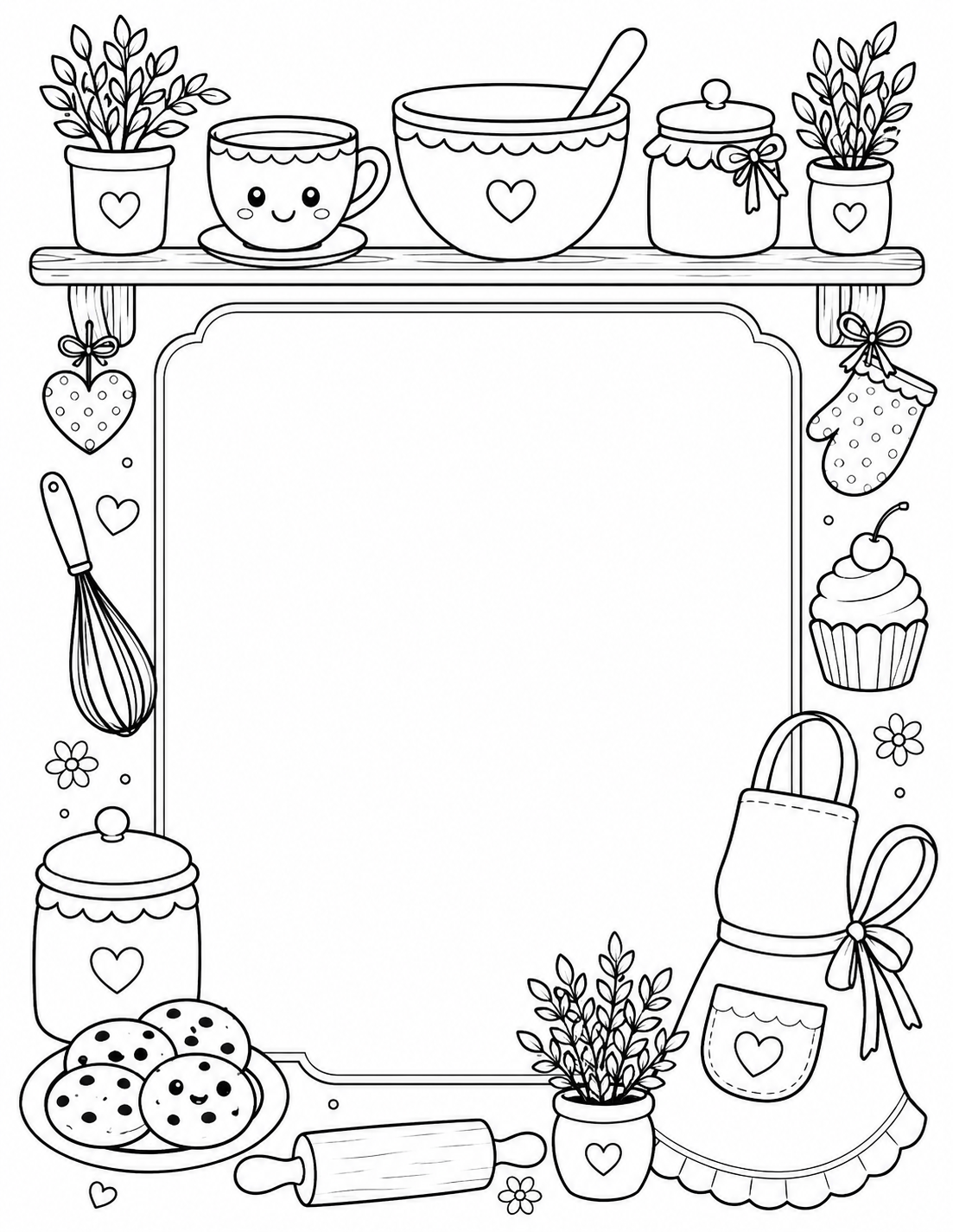Cozy kitchen frame outline