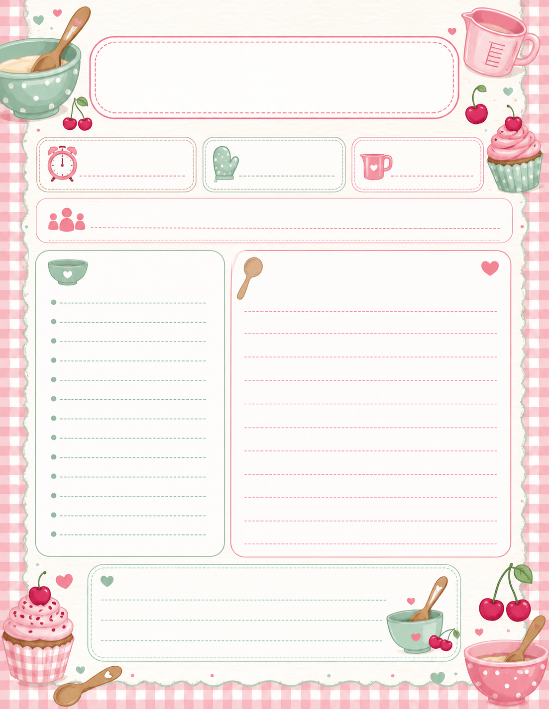 Pastel pink kawaii recipe page