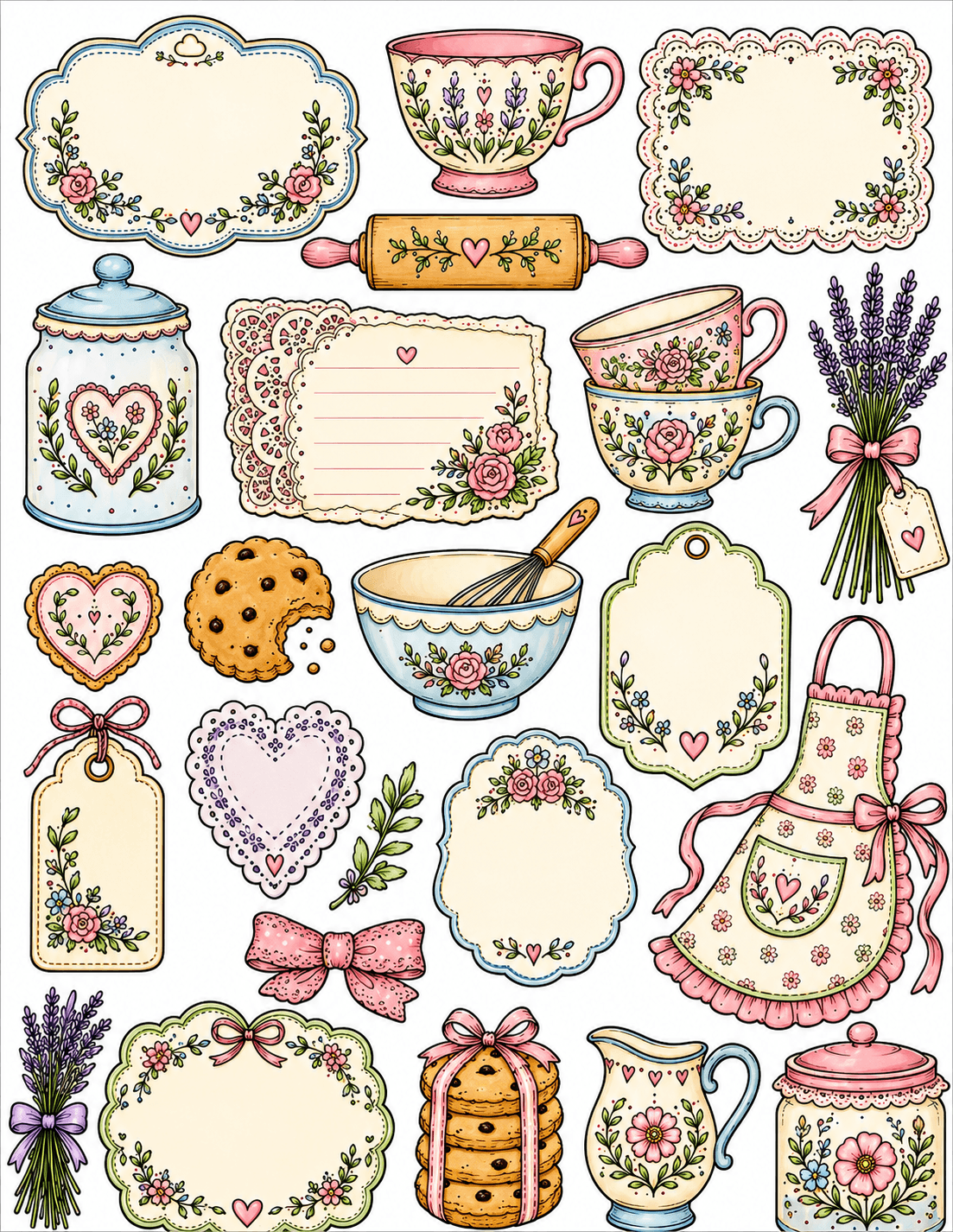 Elegant vintage kitchen clipart colored