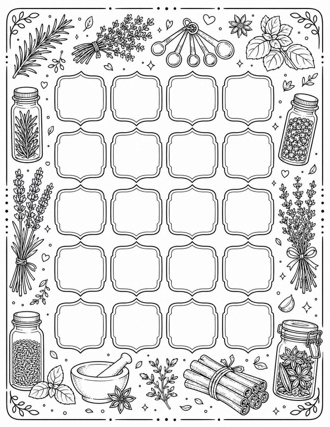 Elegant cozy kitchen coloring page