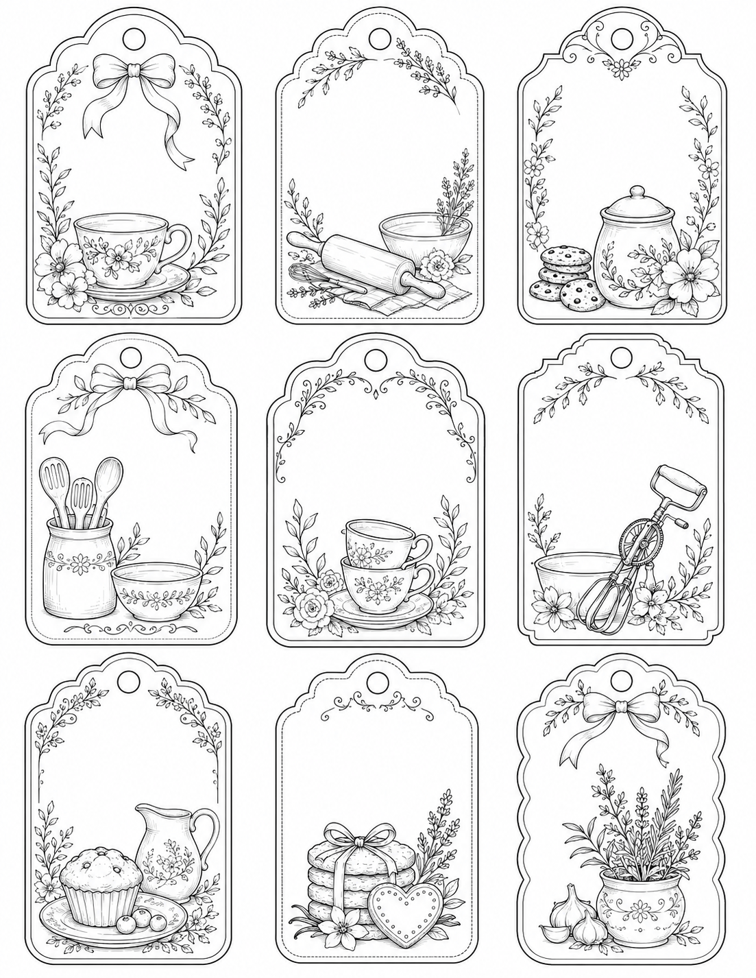 Elegant cozy kitchen coloring page