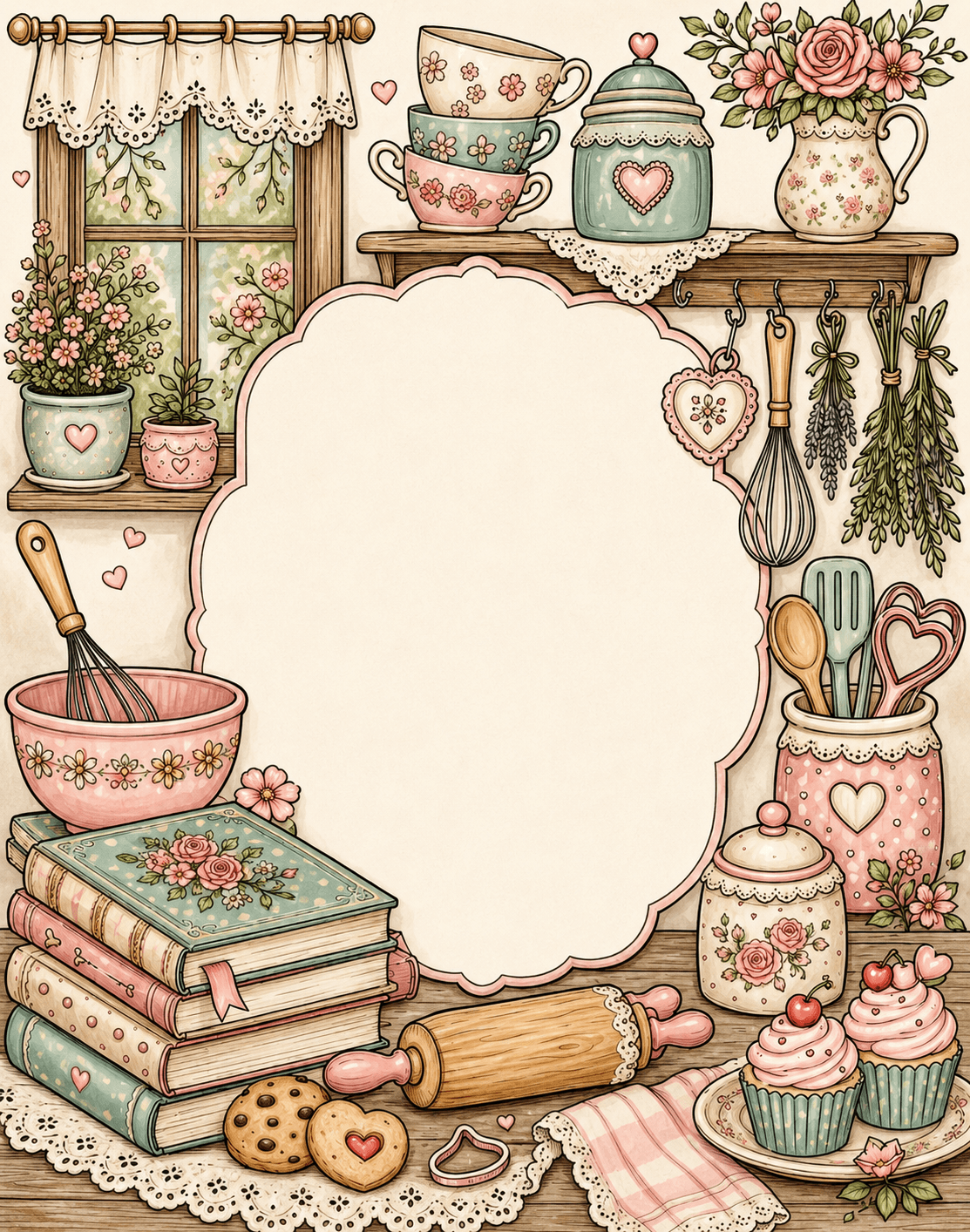 Elegant cozy kitchen frame colored
