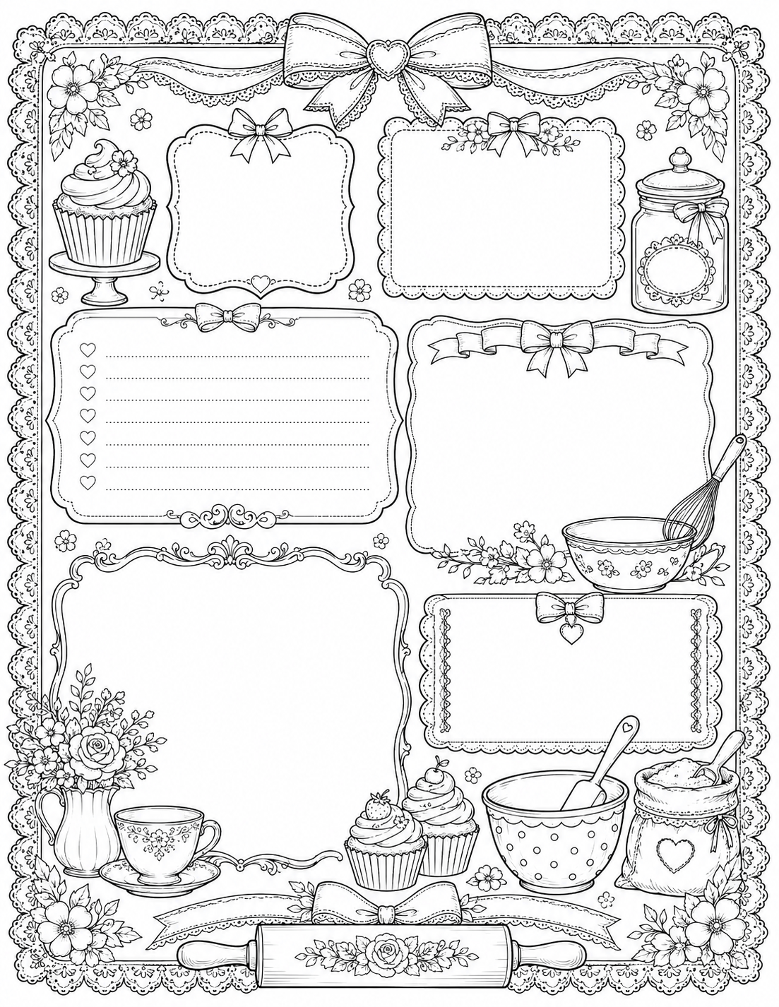 Elegant cozy kitchen coloring page