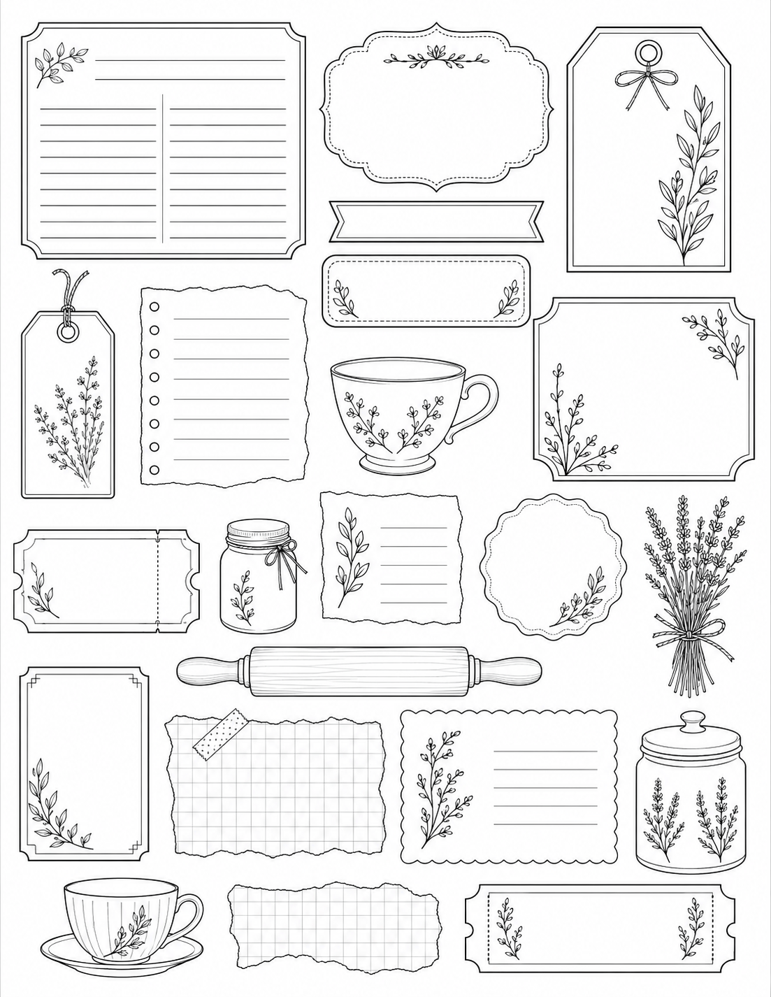 Elegant cozy kitchen coloring page