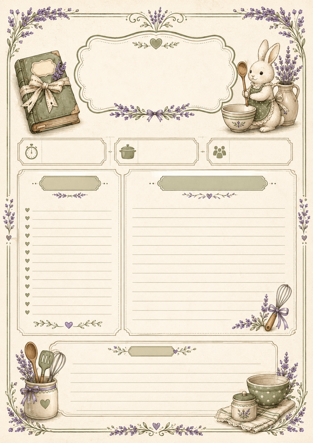 Vintage Lavender Farmhouse Recipe Journal