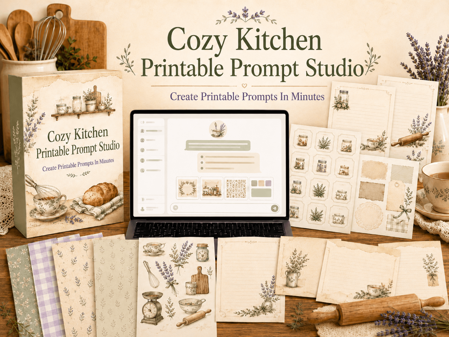 Cozy Kitchen Printable Prompt Studio product package