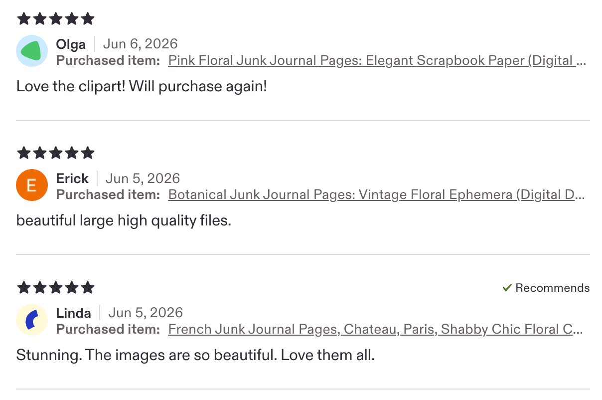 Real Etsy buyer reviews