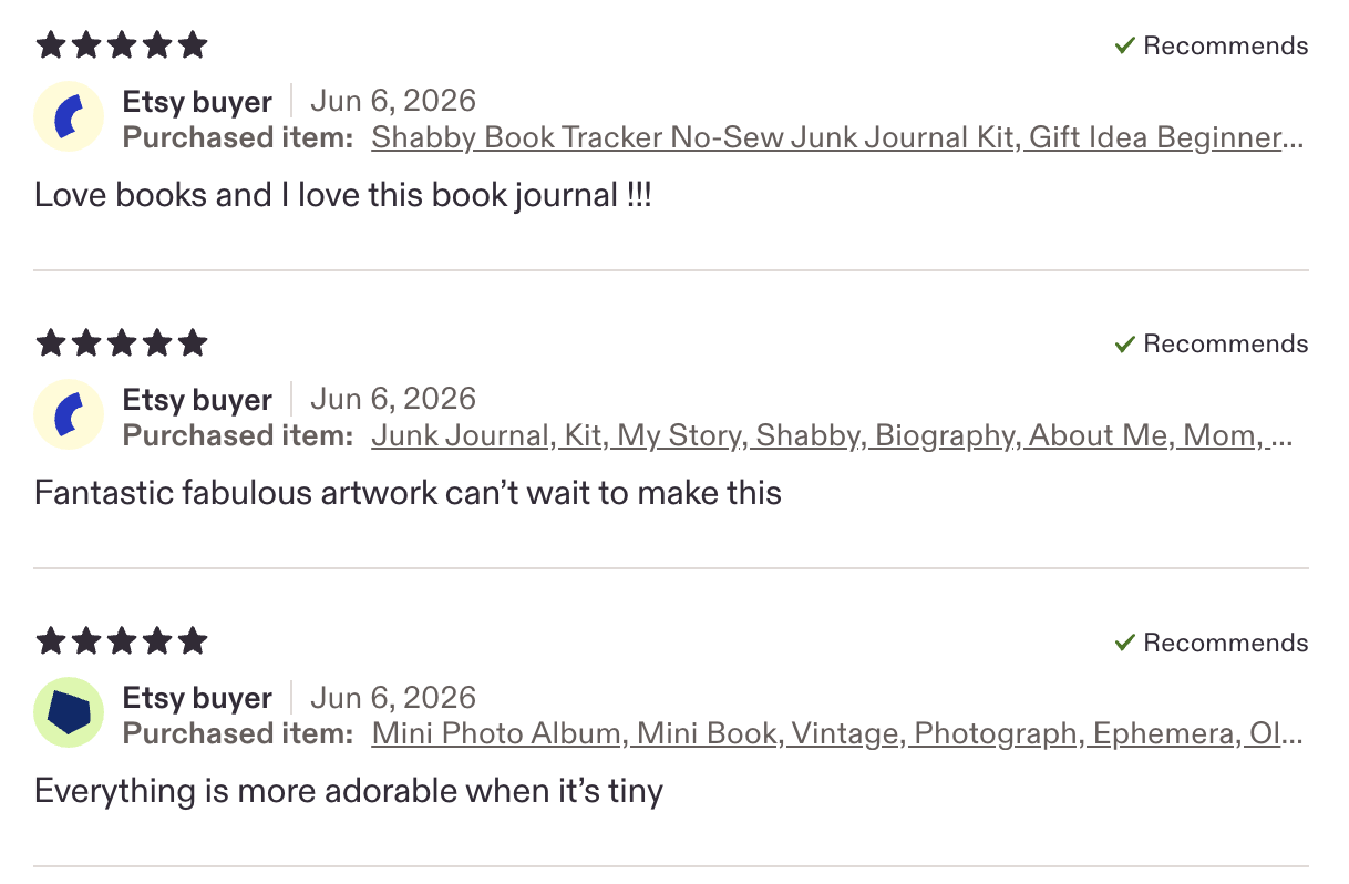 Real Etsy buyer reviews