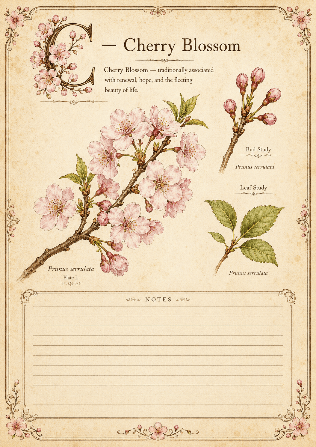 Cherry Blossom botanical plate