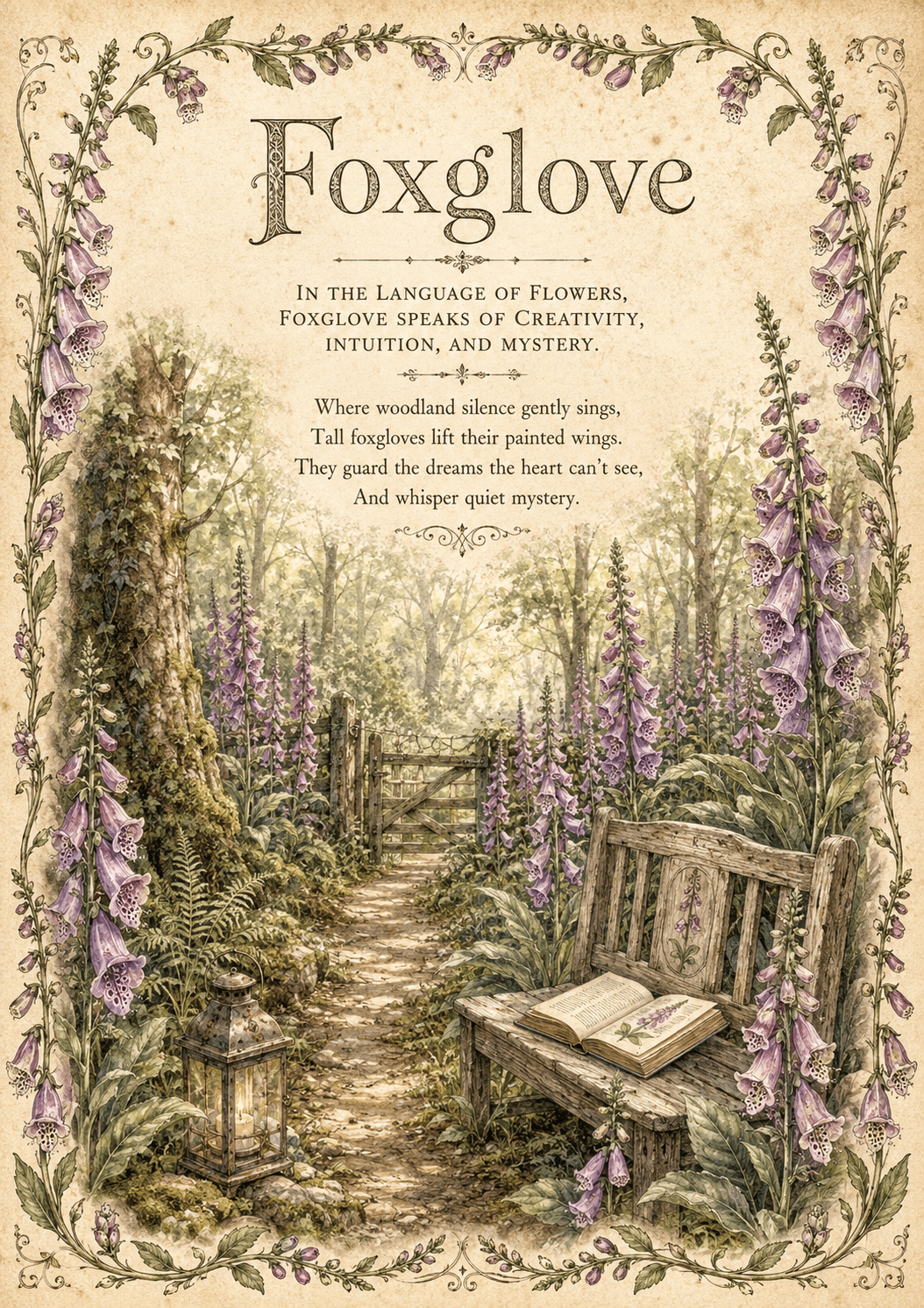 Foxglove cottage vignette printable