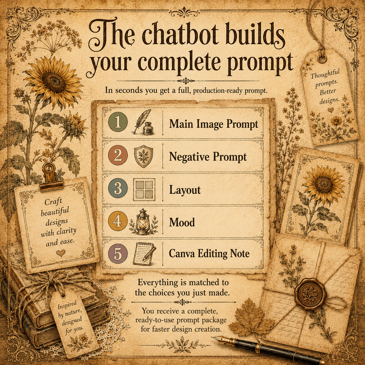The chatbot builds your complete prompt