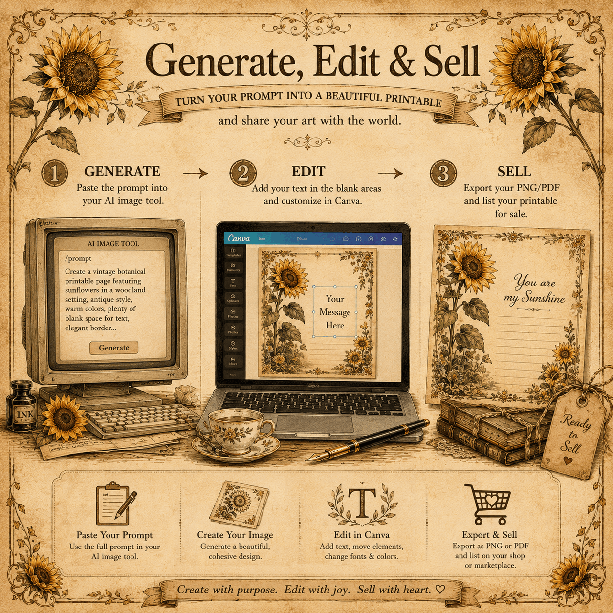 Generate, edit and sell your finished printable
