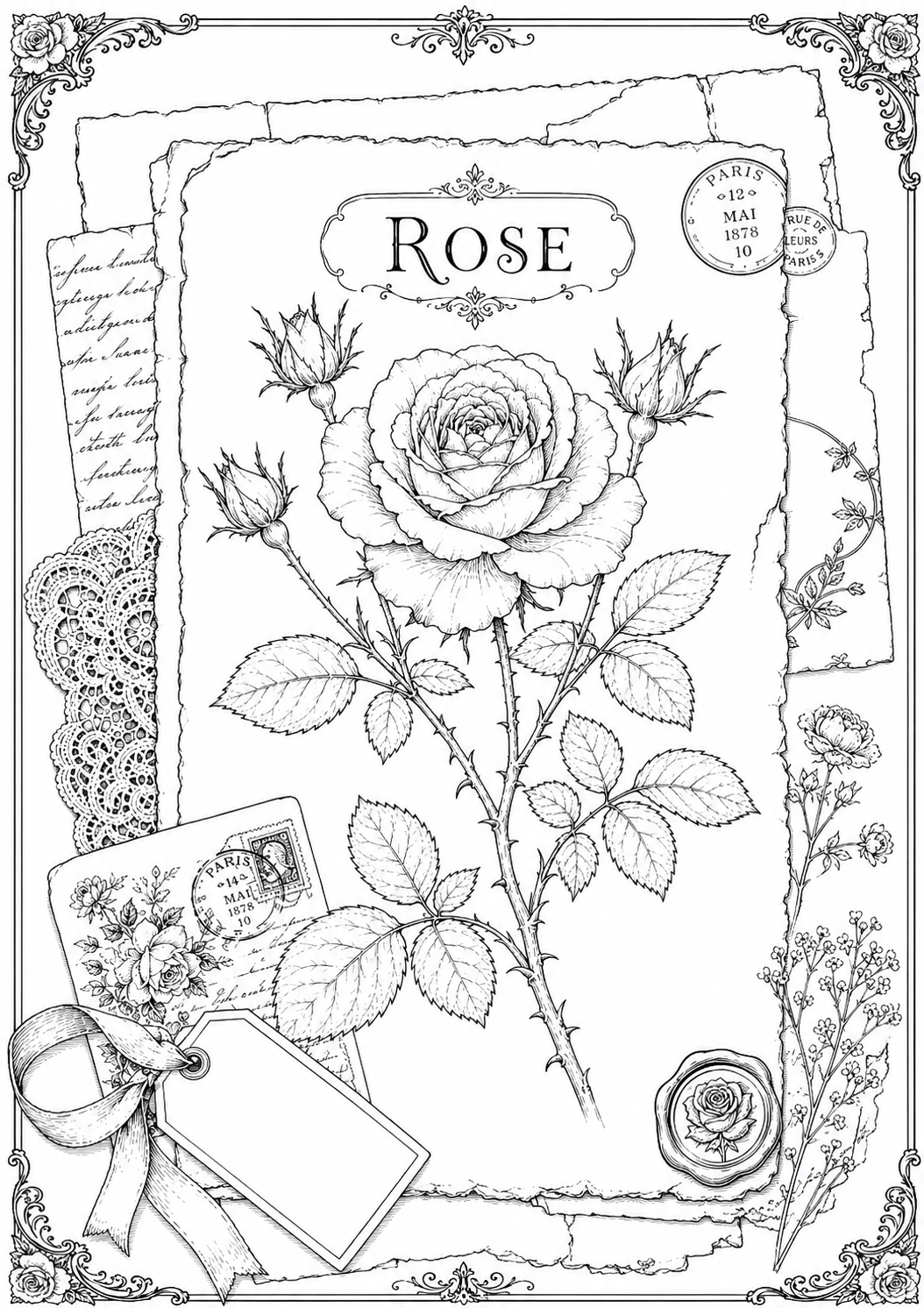 Rose coloring page