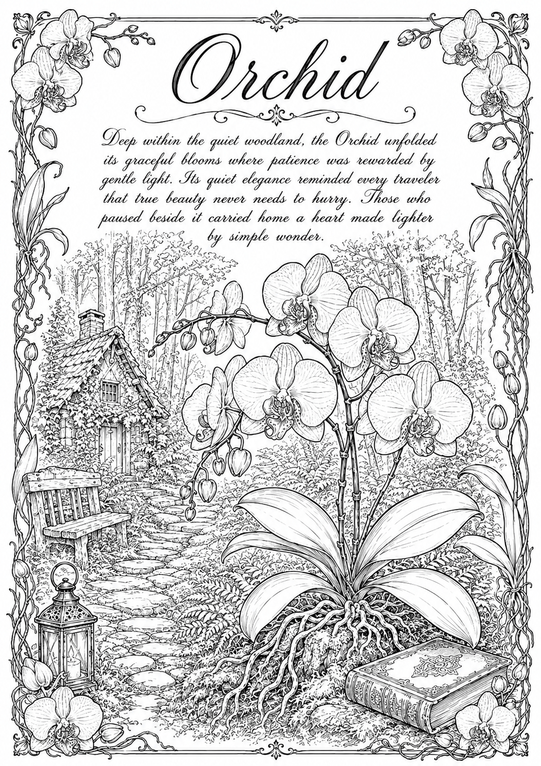 Orchid coloring page