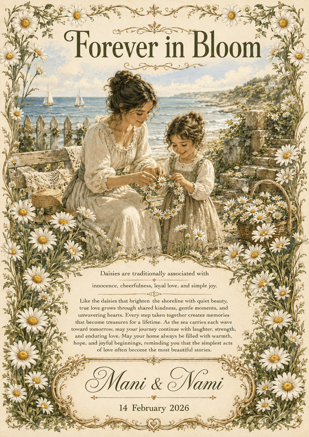Personalized flower story keepsake sample