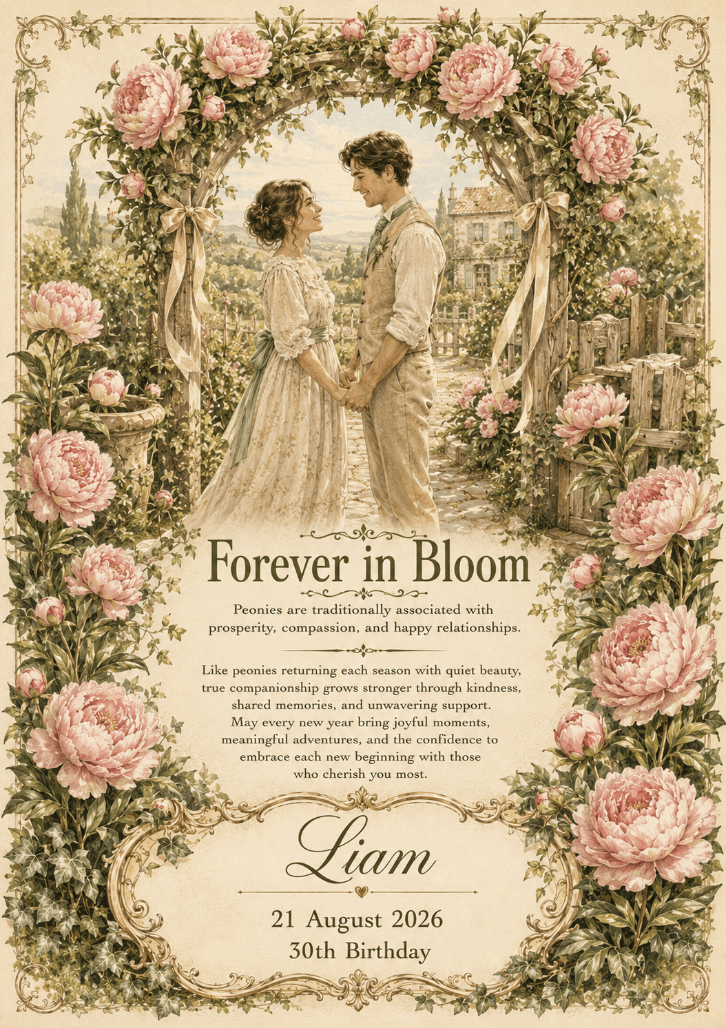 Personalized flower story keepsake sample